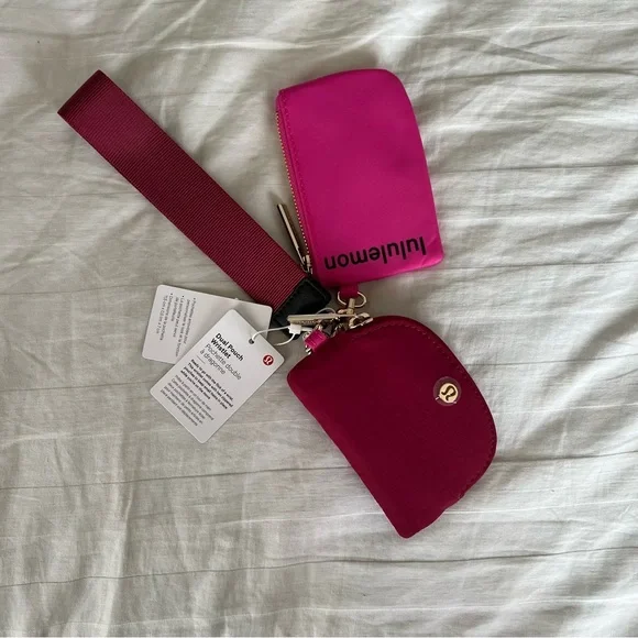 Lululemon new with tags sonic pink dual pouch wristlet - Picture 1 of 2